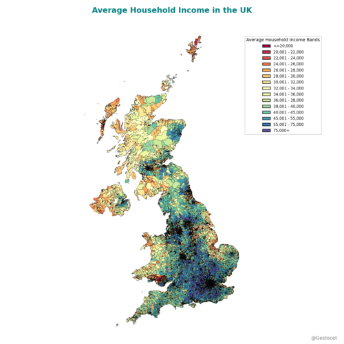 UK Granular Level Average Household Income Dataset – Geolocet