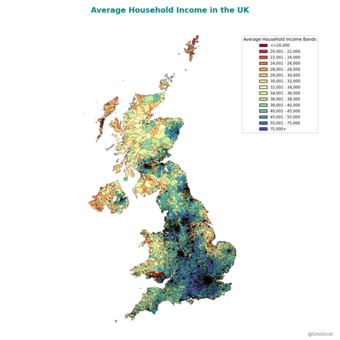 UK Granular Level Average Household Income Dataset – Geolocet