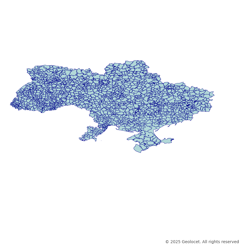 Ukraine Administrative municipalities Boundary Polygons