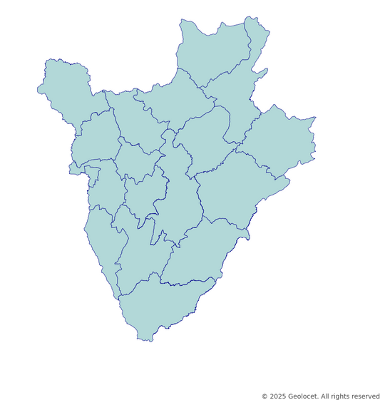 Burundi Country, Province-Level Boundary