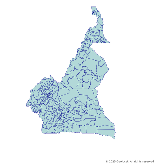 Cameroon Country, Region, Department, Commune-Level Boundary