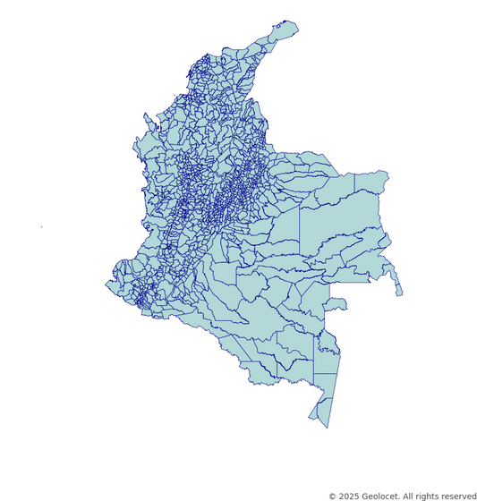 Colombia Country, RAP, District, Municipality-Level Boundary