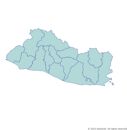 El Salvador Country, Department-Level Boundary