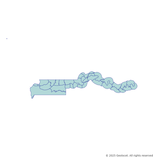 Gambia Country, Region, Division, District-Level Boundary