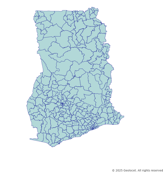 Ghana Country, Region, District-Level Boundary