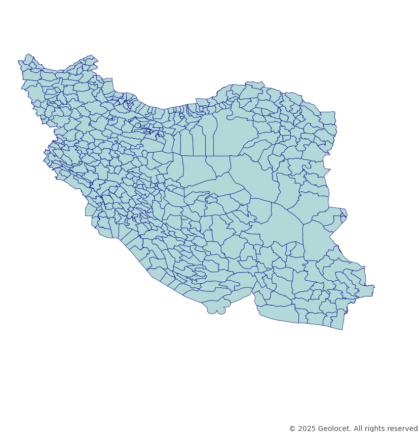Iran County-Level Polygons - Downloadable GIS Data – Geolocet