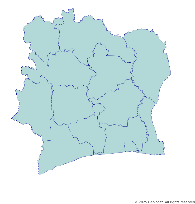 Ivory Coast (Côte d’Ivoire) District-Level Boundary