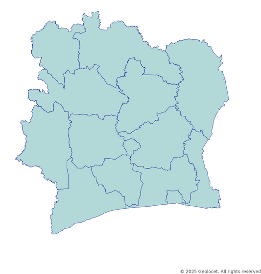 Ivory Coast (Côte d’Ivoire) District-Level Boundary