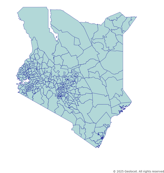 Kenya Country, Province, County, Municipality-Level Boundary