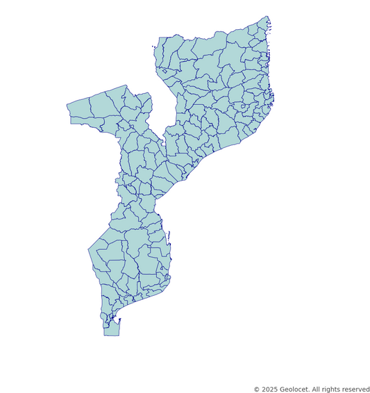 Mozambique Country, Zone, Province, District-Level Boundary
