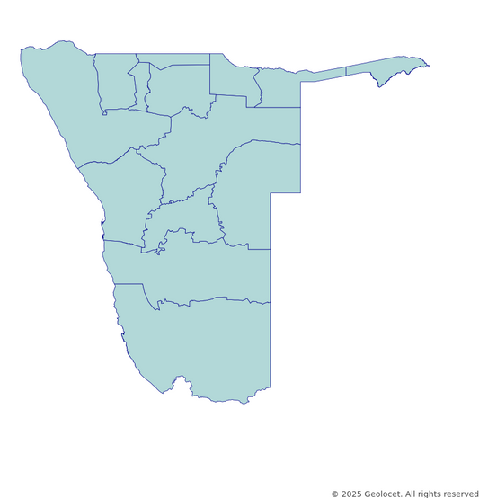 Namibia Country, Region-Level Boundary