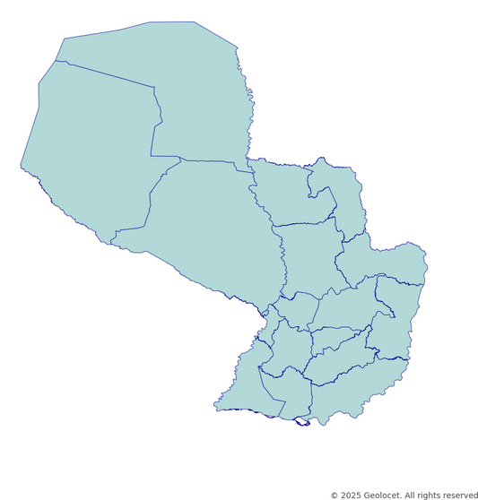 Paraguay Country, Region, Department-Level Boundary