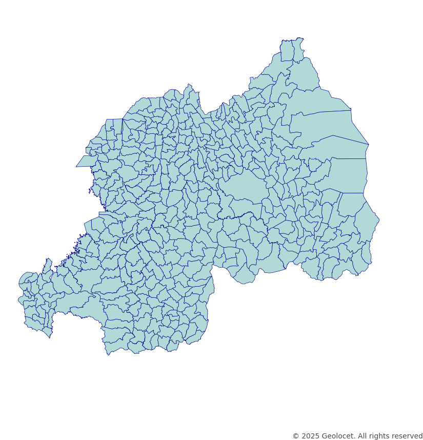 Rwanda Country, Province, District, Municipality-Level Boundary - Down ...