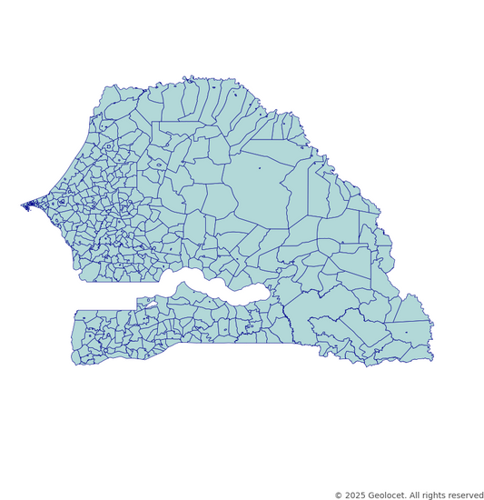 Senegal Country, Region, Department, Arrondissement and town, Commune-Level Boundary