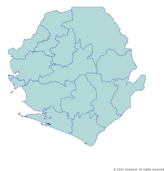 Sierra Leone Country, Province, District-Level Boundary