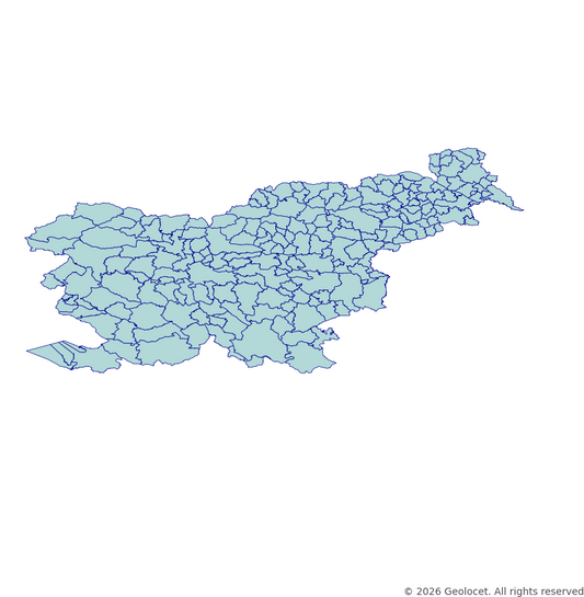 Slovenia Full Administrative Hierarchy: Country, NUTS 2, Statistical region, Municipality GIS Boundaries with 2025 Population Data