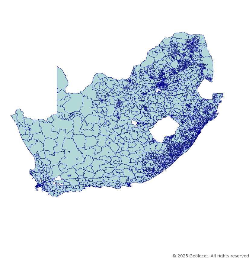 South Africa Country, Province, District, Municipality, Ward-Level Boundary