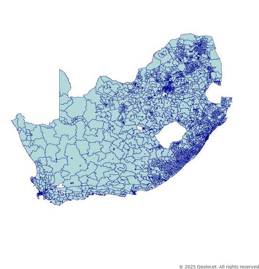 South Africa Country, Province, District, Municipality, Ward-Level Boundary