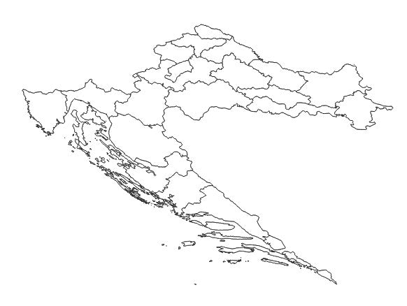 Croatia Counties (županije) Administrative Boundaries Dataset