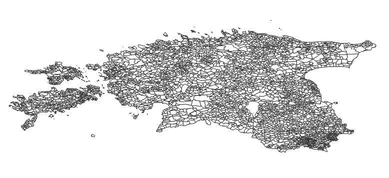 Estonia Settlement units, city districts (Aasustusüksused: külad, alevikud, alevid, vallasisesed linnad; linnaosad, in Tallinn and Kohtla-Järve) Administrative Boundaries Dataset