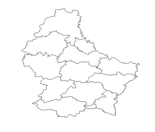 Luxembourg Regions (Cantons) Administrative Boundaries Dataset