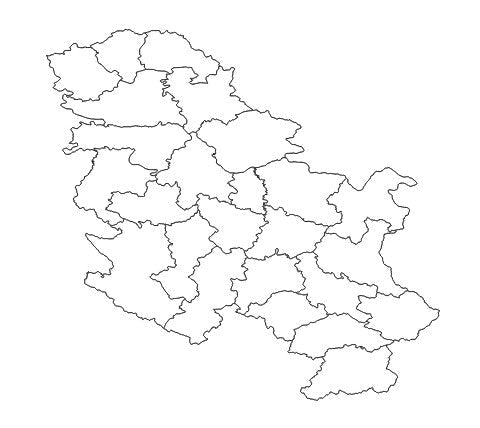 Serbia Districts (Окрузи) Administrative Boundaries Dataset