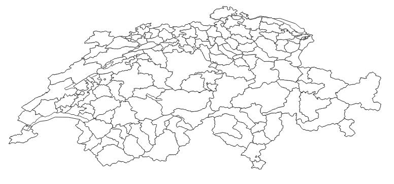Switzerland Districts (Bezirke/Ämter, fr: districts) Administrative Boundaries Dataset