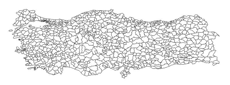 Turkey Districts  (İlçe) Administrative Boundaries Dataset